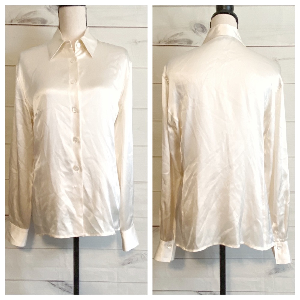 Gucci Silk Ivory Button Down Dress Up Blouse